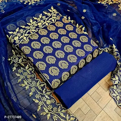 Elegant Banarasi Silk Jacquard Weave Dress Material with Dupatta For Women-thumb0