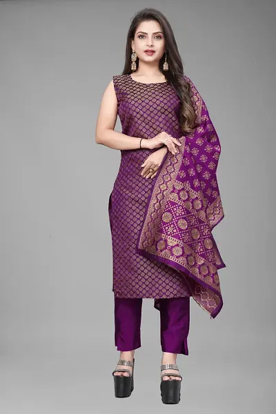 Fancy Jacquard Kurta Set For Women