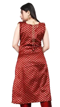 Stylish A-Line Maroon Woven Design Jacquard kurta Set-thumb1