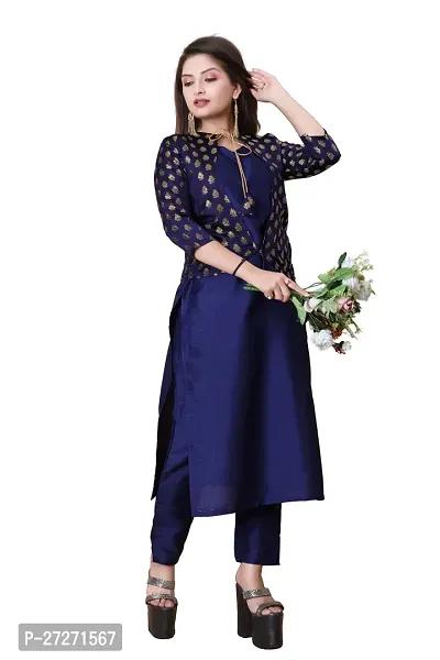 Stylish Soft Silk Kurta With Pant And Koti Set For Women-thumb0