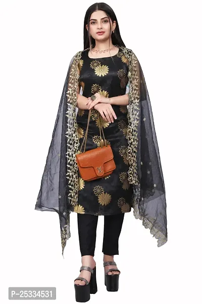 A-Line Black Woven Design Jacquard kurta Set-thumb0