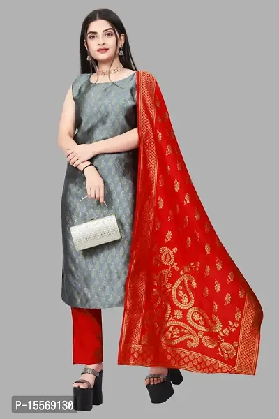 Stylish Fancy Banarasi Silk Kurta With Bottom Wear And Dupatta Set For Women