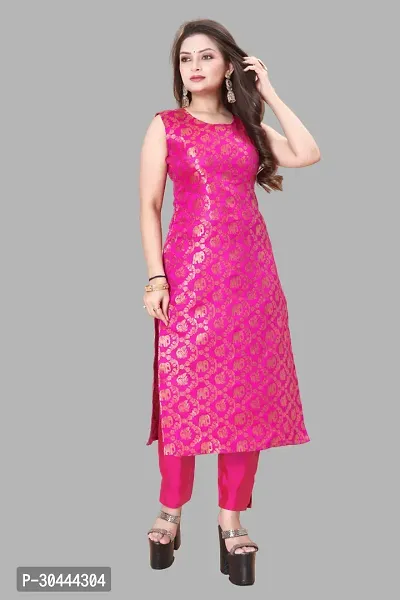 Stylish Pink Jacquard Kurta, Bottom And Dupatta Set For Women-thumb2