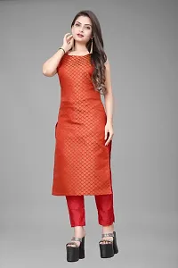 A-Line Red Woven Design Jacquard kurta Set-thumb1