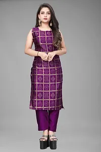 A-Line Purple Woven Design Jacquard kurta Set-thumb1