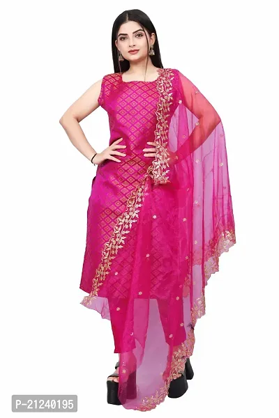 Stylish A-Line Pink Jacquard Jacquard kurta Set