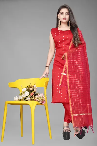 A-Line Woven Design Jacquard Kurta Set