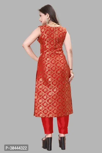 Stylish Red Jacquard Kurta, Bottom And Dupatta Set For Women-thumb3