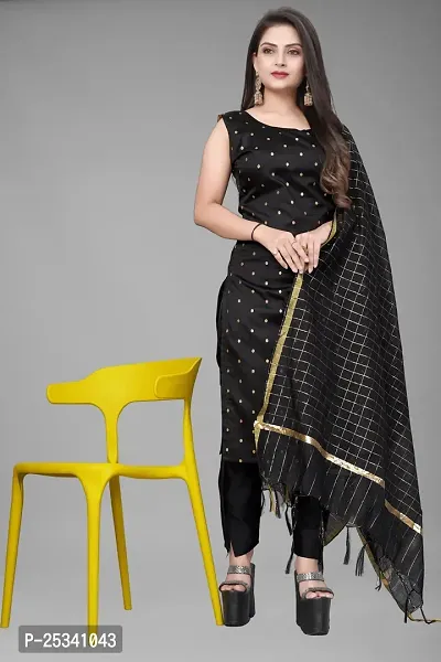 A-Line Black Woven Design Jacquard kurta Set