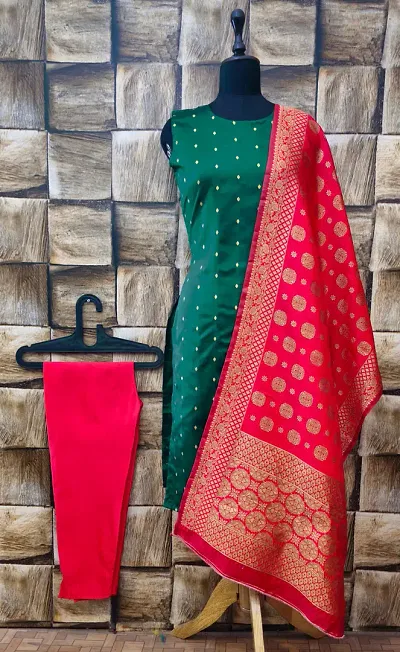 Stylish Jacquard Kurta, Bottom And Dupatta Set For Women