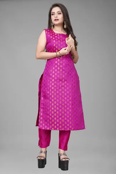 A-Line Woven Design Jacquard kurta Set