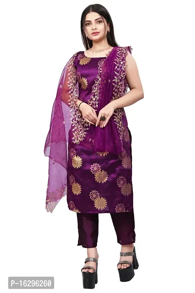 Stylish Fancy Jacquard Unstitched Dress Material Top With Bottom And Dupatta Set For Women