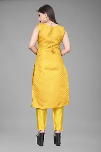 A-Line Yellow Woven Design Jacquard kurta Set-thumb2