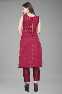 A-Line Maroon Woven Design Jacquard kurta Set-thumb3