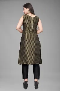 A-Line Black Woven Design Jacquard kurta Set-thumb2