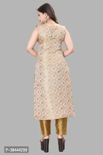 Stylish Beige Jacquard Kurta, Bottom And Dupatta Set For Women-thumb3