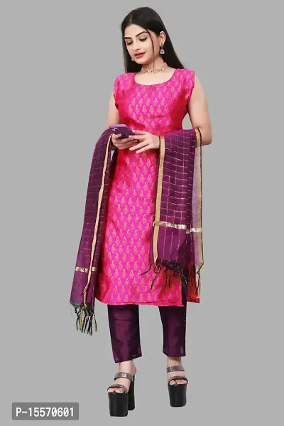 Stylish Fancy Banarasi Silk Kurta With Bottom Wear And Dupatta Set For Women-thumb0