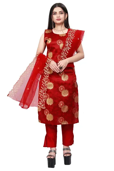 A-Line Woven Design Jacquard kurta Set