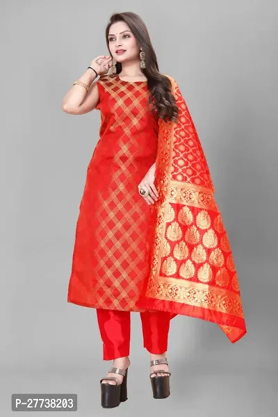 Elegant Banarasi Silk Jacquard Weave Dress Material with Dupatta For Women