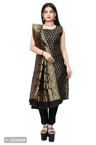 Stylish Fancy Jacquard Unstitched Dress Material Top With Bottom And Dupatta Set For Women-thumb0