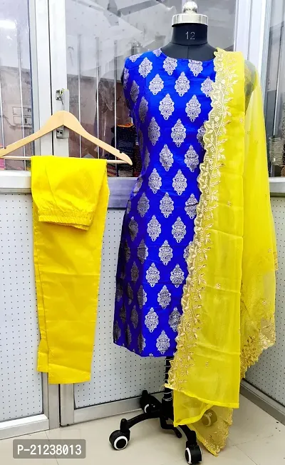 Stylish Jacquard Kurta, Bottom and Dupatta Set-thumb0