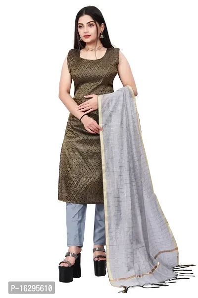 Stylish Fancy Jacquard Unstitched Dress Material Top With Bottom And Dupatta Set For Women-thumb0