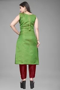 A-Line Green Woven Design Jacquard Kurti-thumb1