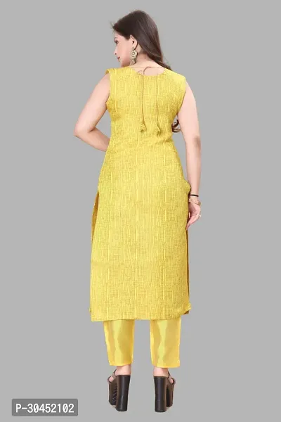 Elegant Yellow Woven Design Jacquard Kurta Pant With Dupatta For Women-thumb3