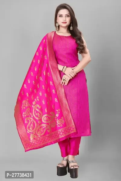 Elegant Banarasi Silk Jacquard Weave Dress Material with Dupatta For Women