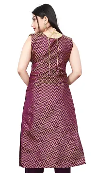 Stylish A-Line Purple Woven Design Jacquard kurta Set-thumb1