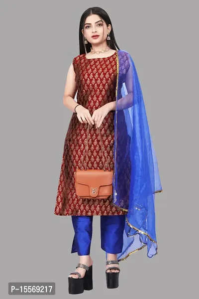 Stylish Fancy Banarasi Silk Kurta With Bottom Wear And Dupatta Set For Women