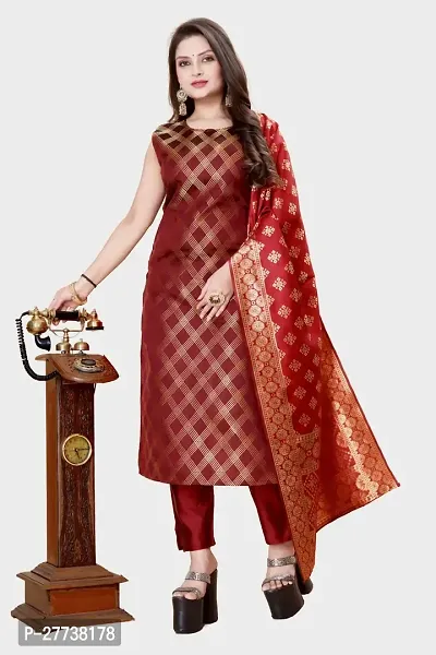 Elegant Banarasi Silk Jacquard Weave Dress Material with Dupatta For Women