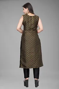 A-Line Black Woven Design Jacquard kurta Set-thumb2