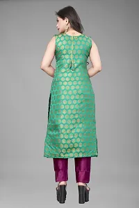 A-Line Teal Woven Design Jacquard Kurti-thumb1