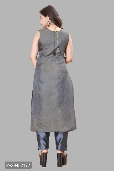 Elegant Grey Woven Design Jacquard Kurta Pant With Dupatta For Women-thumb3