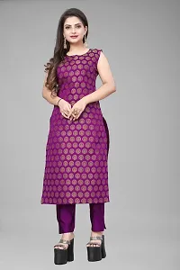 A-Line Purple Woven Design Jacquard kurta Set-thumb1