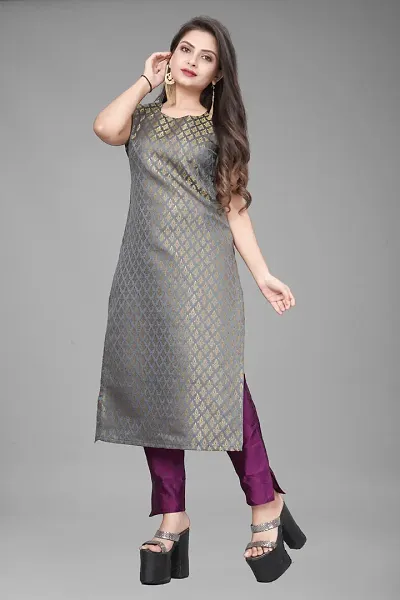 A-Line Woven Design Jacquard kurta Set