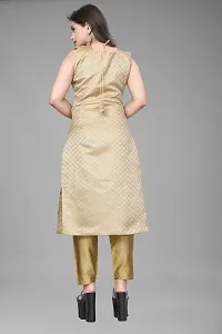 A-Line Beige Woven Design Jacquard kurta Set-thumb2