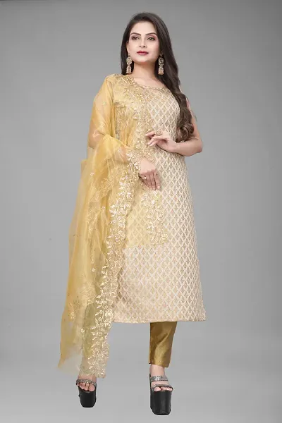 A-Line Woven Design Jacquard Kurta Set