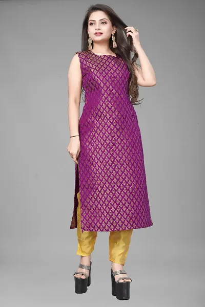 Stylish A-Line Jacquard Woven Design Kurta