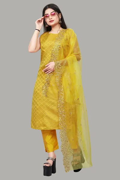 Stylish A-Line Jacquard Jacquard kurta Set