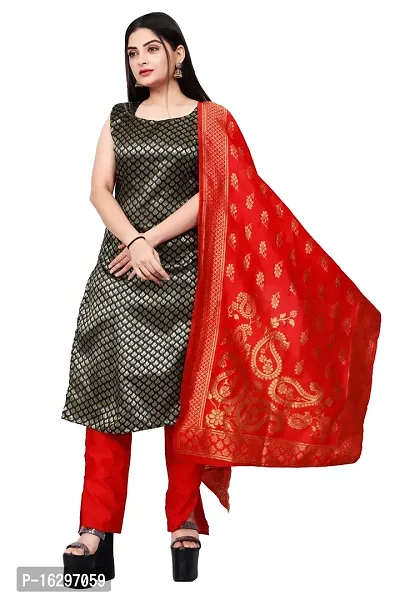 Stylish Fancy Jacquard Unstitched Dress Material Top With Bottom And Dupatta Set For Women-thumb0