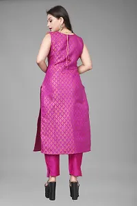 A-Line Pink Woven Design Jacquard kurta Set-thumb2