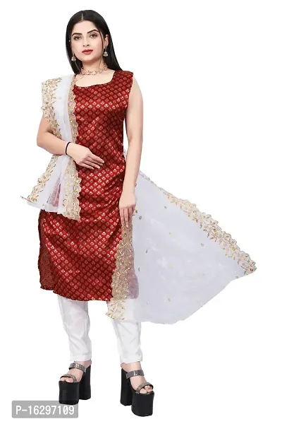 Stylish Fancy Jacquard Unstitched Dress Material Top With Bottom And Dupatta Set For Women