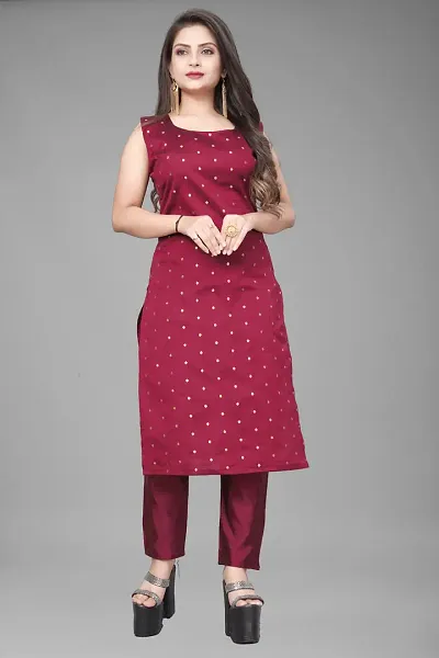 A-Line Woven Design Jacquard kurta Set