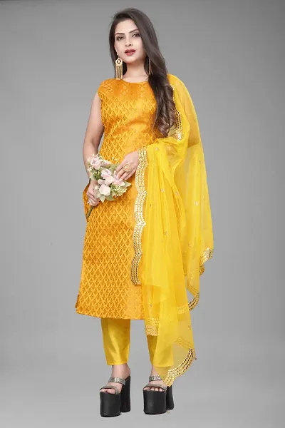 Fancy Jacquard Kurta Set For Women