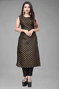 A-Line Black Woven Design Jacquard kurta Set-thumb1