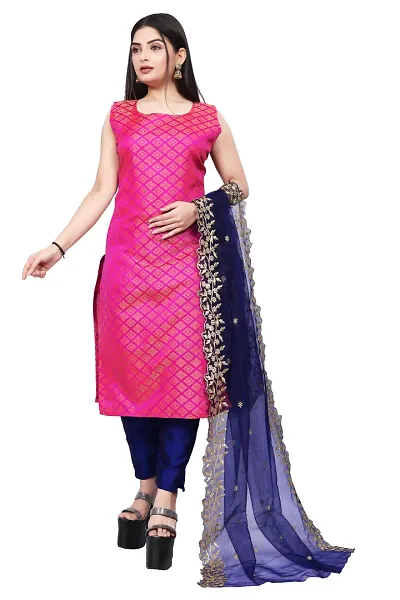 Elegant Banarasi Silk Jacquard Weave Dress Material with Dupatta For Women