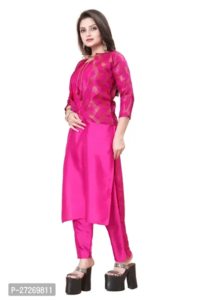 Stylish Soft Silk Kurta With Pant And Koti Set For Women-thumb0