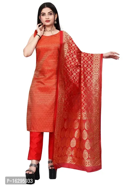 Stylish Fancy Jacquard Unstitched Dress Material Top With Bottom And Dupatta Set For Women